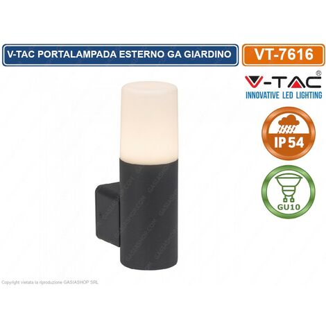 V-TAC VT-716 PORTALAMPADA DA GIARDINO WALL LIGHT DA MURO ROTONDO PER LAMPADINE GU10 - SKU 7566