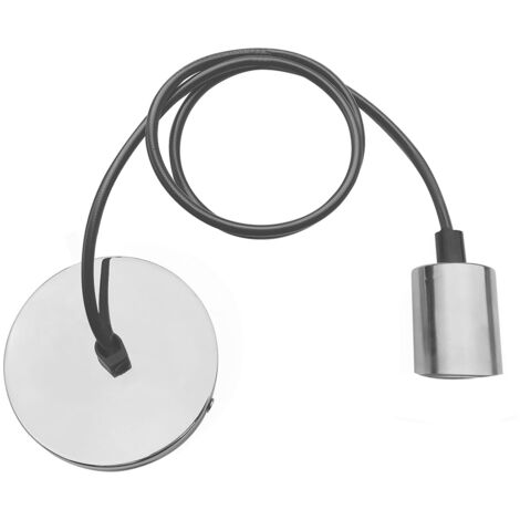 Portalampada sospensione soffitto vintage pendente E27 cilindro cromato 1 MT