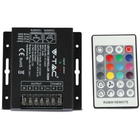 V-TAC VT-2424 Controller dimmer SYNC connessione RJ45 per strip LED RGB+W con telecomando - SKU 3338