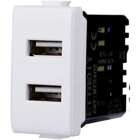 ETTROIT PRESA USB 2POSTI 2.1AMH compatibile matix bticino MT2402 (1/4)