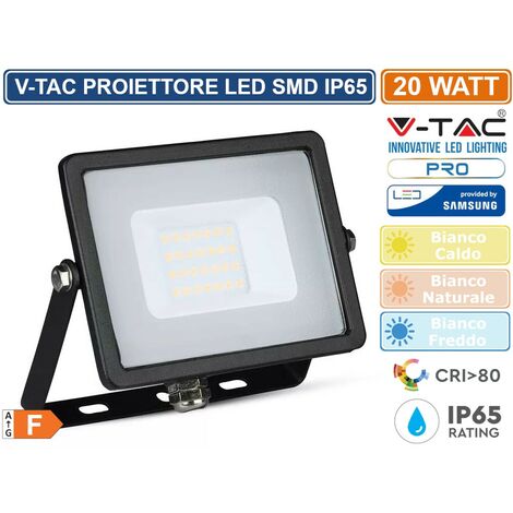 V-TAC PRO VT-20 FARO LED SMD 20W ULTRASOTTILE CHIP SAMSUNG DA ESTERNO COLORE NERO - SKU 439 / 440 / 441 - Colore Luce: Bianco Caldo
