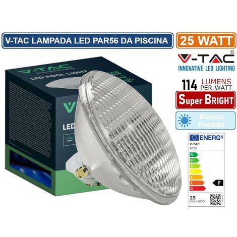 V-TAC VT-12125 LAMPADA LED PAR56 25W SMD DA PISCINA IP68 12V IN VETRO - SKU 8025