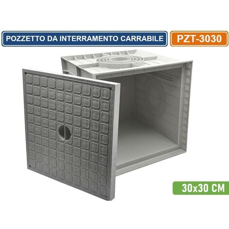 POZZETTO DA INTERRAMENTO GRIGIO CARRABILE IN POLIPROPILENE PER CAVI ELETTRICI 30x30 CM