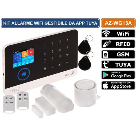 KIT SISTEMA DI ALLARME WIRELESS WiFi GSM CON RFID GESTIBILE DA SMARTPHONE CON APP TUYA (1/5)