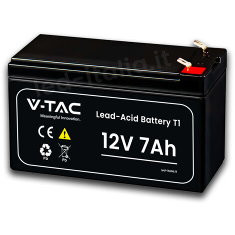 V-TAC VT-2-12 BATTERIA PIOMBO ACIDO 12V 2AH CON ATTACCHI T1 - SKU 23450