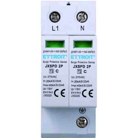 ETTROIT JX5220 Scaricatore Di Sovratensione 2P 20KA-40KA T2 2P 275V 20KA