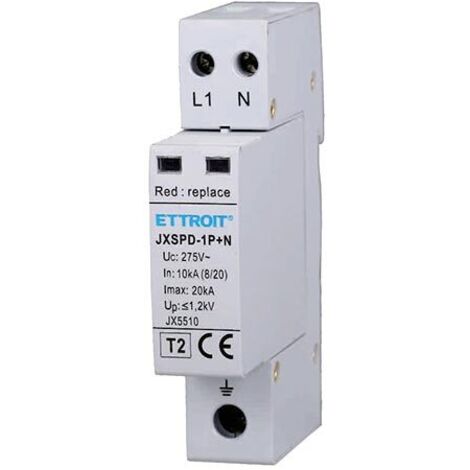 Scaricatore di sovratensione 220V Tipo T2 1P+N 275V 10kA-20kA occupa 1 modulo DIN Ettroit JX5510