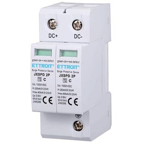 Scaricatore di sovratensione fotovoltaico Tipo 2 DC bassa tensione 40KA 1000V 2 Moduli DIN Ettroit JX6286