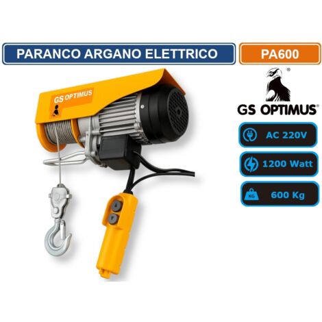 GS OPTIMUS PA600 PARANCO ARGANO ELETTRICO CON PORTATA MAX 600 KG E POTENZA DI 1200W CON COMANDO REMOTO