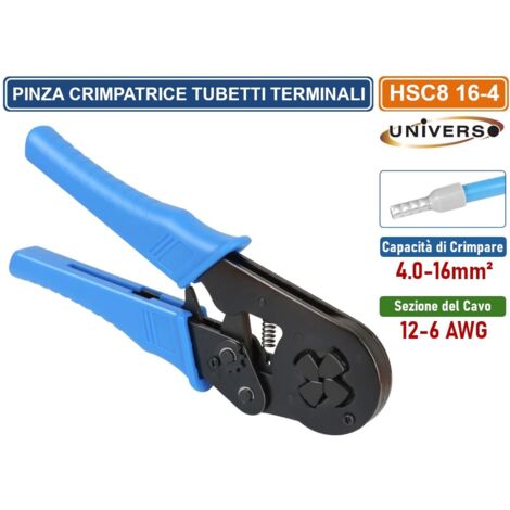 PINZA CRIMPATRICE PER  TUBETTI TERMINALI SINGOLI DA 4 A 16 mm²  CAVI 12-6 AWG (1/5)