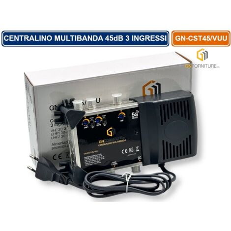 CENTRALINO MULTIBANDA 3 INGRESSI SEPARATI REGOLABILI VHF - UHF - E UHF 118DBµV 45 DB USCITA TEST 20dB CON FILTRO 5G (1/5)