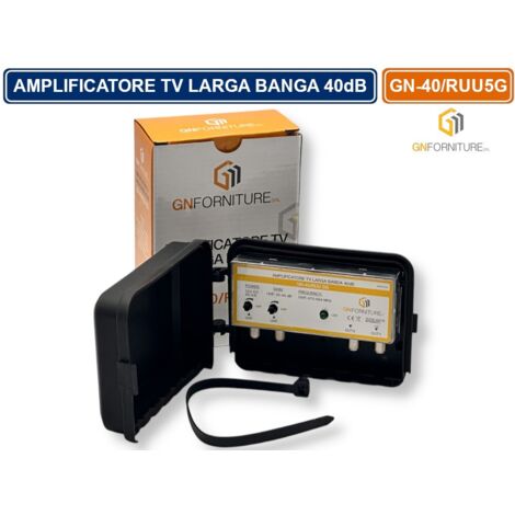 AMPLIFICATORE TV LARGA BANDA 40dB CON FILTRO 5G/LTE INTEGRATO PER DVB-T2 2 INGRESSI 2 USCITE