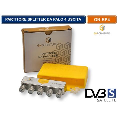RIPARTITORE SPLITTER DA PALO SEGNALE TV SATELLITARE 1 INGRESSO 4 USCITE