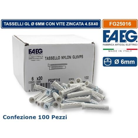 CONFEZIONE 100 PEZZI TASSELLI AD ESPENSIONE GL A QUATTRO SEZIONI Ø6X30MM CON VITE TRUCIOLARE ZINCATA 4.5X40MM (1/3)