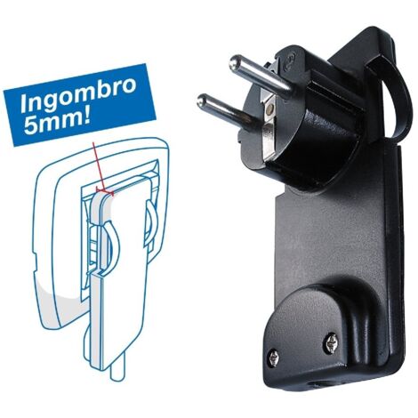 Spina Squadra Super Piatta Schuko 16A+T Nera