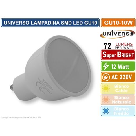 UNIVERSO GU10-12W LAMPADINA LED GU10 12W FARETTO SPOTLIGHT 110° 870 LUMEN - 3000K 4000K - 6500K - Colore Luce:Bianco Caldo