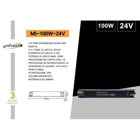 Mini Alimentatore Trasformatore Led 4.16A 24V 100W