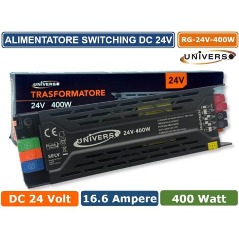 UNIVERSO RG-24V-400W ALIMENTATORE SWITCHING DIMMER CON REGOLAZIONE LUMINOSITA' DC 24V 16.6A 400W IP20