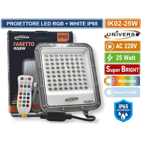 UNIVERSO IK02-25W PROIETTORE FARO LED SMD MULTICOLE RGB + WHITE 25W DA ESTERNO CON TELECOMANDO (1/5)