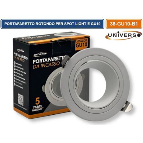 UNIVERSO P37-GU10-B1 PORTAFARETTO IN METALLO ORIENTABILE CIRCOLARE BIANCO DA INCASSO PER LAMPADINE GU10 GU5.3