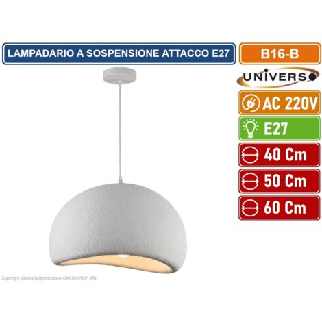 UNIVERSO B16-B LAMPADARIO A SOSPENSIONE EFFETTO PIETRA ATTACCO E27 DIAMETRO 40CM - 50CM - 60CM - Diametro:Ø 50cm