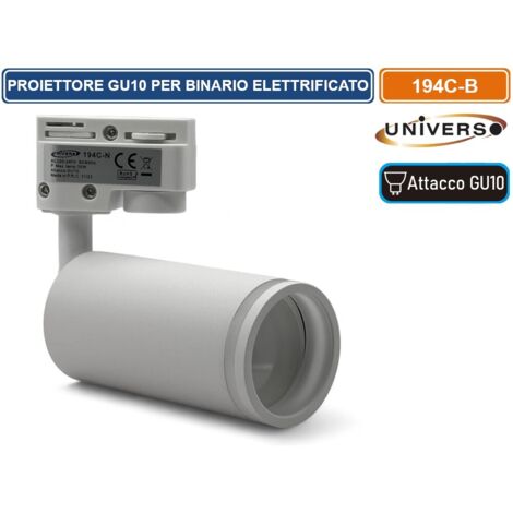 UNIVERSO 194C-B TRACK LIGHT DA BINARIO MONOFASE CON PORTALAMPADA PER LAMPADINE GU10 COLORE BIANCO