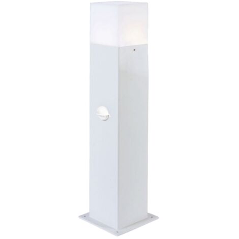 Lampione palo luminoso da giardino Bianco con attacco per lampadine E27 dotato di sensore movimento PIR