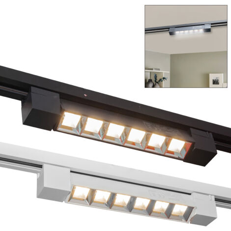 Faretto faro barra led 12W nero per binario monofase orientabile proiettore  Calda