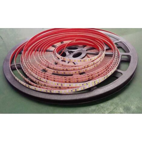 Stricia strip led 24V 12W 2835 IP20 alta luminosità biadesiva bobina 50mt 120 Led/mt 10 Metri - 3000k Calda