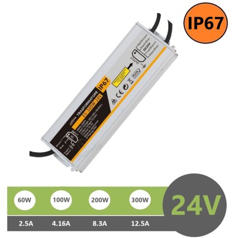 Trasformatore 24V 60W 100W 200W 300W IP67 per esterno impermeabile alimentatore per strip led  200w