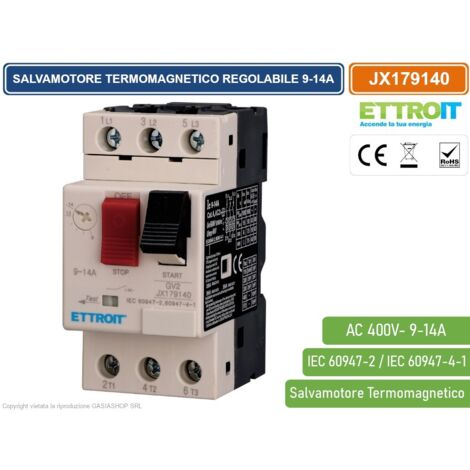 ETTROIT JX179140 SALVAMOTORE TERMOMAGNETICO REGOLABILE 9-14A TRIFASE GV2 PROTEZIONE MOTORE