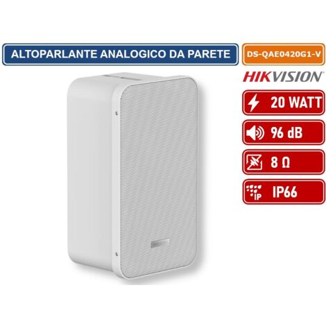 HIKVISION AUDIO DS-QAE0420G1-V ALTOPARLANTE ANALOGICO A PARETE BIANCO DA ESTERNO IP66 100V 20W 96DB 8OHM (1/5)