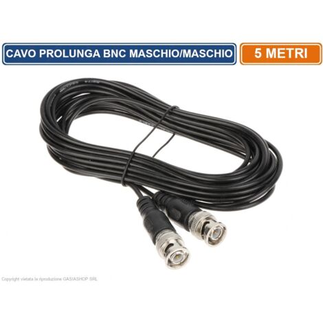 CAVO PROLUNGA DI COLLEGAMENTO VIDEO CCTV BNC LUNGHEZZA 5 METRI MASCHIO-MASCHIO 75 OHM