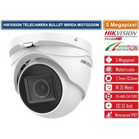 HIKVISION DS-2CE79H0T-IT3ZF TELECAMERA DOME IBRIDA 4IN1 TVI/AHD/CVI/CVBS 5 MEGAPIXEL OTTICA VARIFOCALE MOTORIZZATA 2.7-13MM OSD IP67