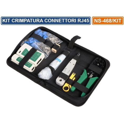 KIT DI ATTREZZI PER LA CRIMPATURA DEI CONNETTORI RJ45 RJ11 RJ12 NETWORK ETHERNET TEST CAVI NS-468/KIT (1/5)