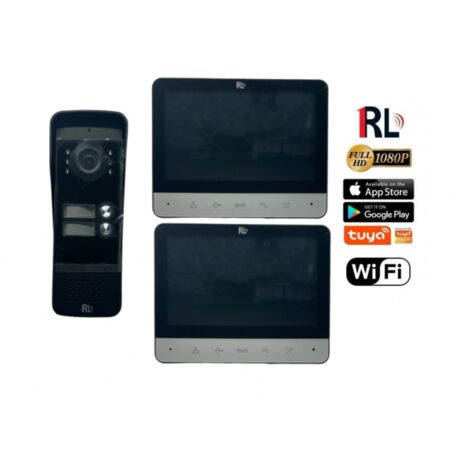 Kit Videocitofono Bifamiliare 2 Monitor 7 Pollici WiFi 2 Bussate Gestibile da app Tuya SmartLife