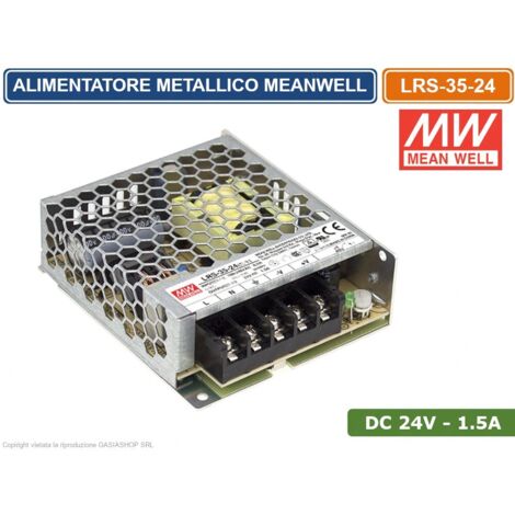 LRS-35-24 ALIMENTATORE SWITCHING MEANWELL 35W 24VDC 1.5A 115/230VAC SINGOLA USCITA