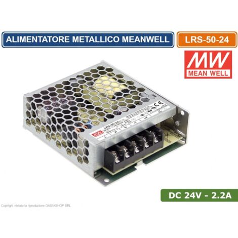 LRS-50-24 ALIMENTATORE SWITCHING MEANWELL 50W 24VDC 2.2A 115/230VAC SINGOLA USCITA