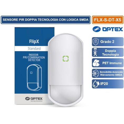 OPTEX FLX-S-DT-X5 SENSORE RILEVATORE CABLATO DOPPIA TECNOLOGIA GRADO 2 LENTE RUOTABILE 12/18M DA INTERNO