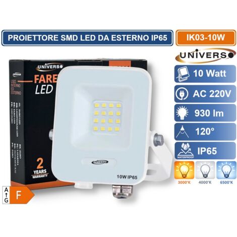 UNIVERSO IK03-10W PROIETTORE SMD LED 10W DA ESTERNO IP65 930LM BIANCO NATURALE - 4000K