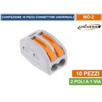 CONFEZIONE CON 10 CONNETTORI UNIVERSALI 2 POLI A 1 VIA - SKU MO-2