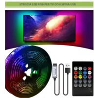 STRISCIA LED PER RETROILLUMINAZIONE TV E MONITOR RGB SMD 5050 5 METRI USB DC5V