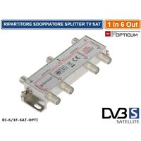 RIPARTITORE SPLITTER MOLTIPLICATORE SEGNALE TV SATELLITARE 15.9 db 1 IN 6 OUT