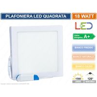 PLAFONIERA PANNELLO LED 18W QUADRATA A MONTAGGIO SUPERFICIALE 3000K - 4000K - 6500K - Colore Luce: Bianco Naturale