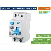 ETTROIT INTERRUTTORE MAGNETOTERMICO DIFFERENZIALE PURO SALVAVITA PER BARRA DIN 2 MODULI 2P 25A 240V 300mA 6KA