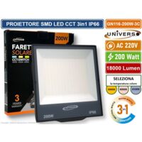 UNIVERSO GN116-200W-3C FARO PROIETTORE SMD LED FLOODLIGHT 200W SLIM IP66 COLORE GRIGIO CCT 3in1 COLORE LUCE SELEZIONABILE