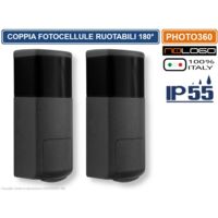 NOLOGO PHOTO360 COPPIA FOTOCELLULE INFRAROSSO PER CANCELLI E PORTE AUTOMATICA ORIENTABILI 180° IP55 DC 12/24V
