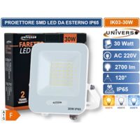 UNIVERSO IK03-30W PROIETTORE SMD LED 30W DA ESTERNO IP65 2700LM BIANCO NATURALE - 4000K