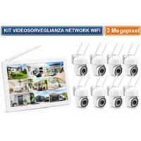 KIT VIDEOSORVEGLIANZA WIFI 8 CANALI NVR CON MONITOR 10.1" 8 TELECAMERE PTZ 3MP