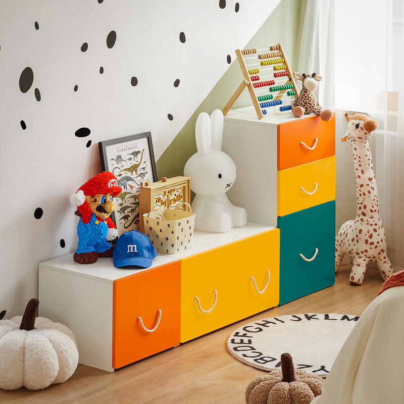 Librería Infantil de Pared Estantería para Niños Organizador de Juguetes  con 2 Estantes y 2 Cajones 60 x 20 x 36 cm KMB81-W SoBuy ES